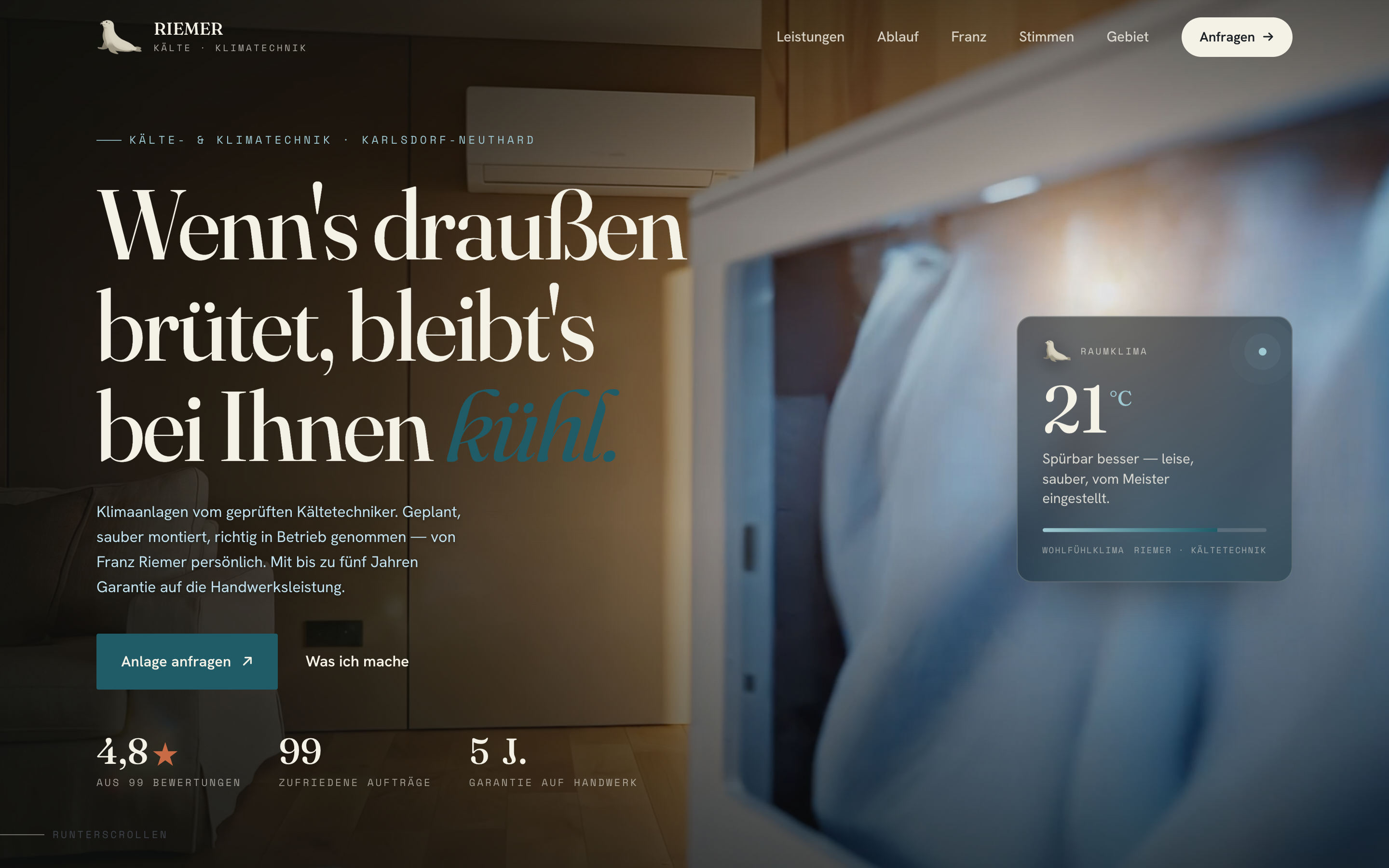 Website von Riemer Klimatechnik